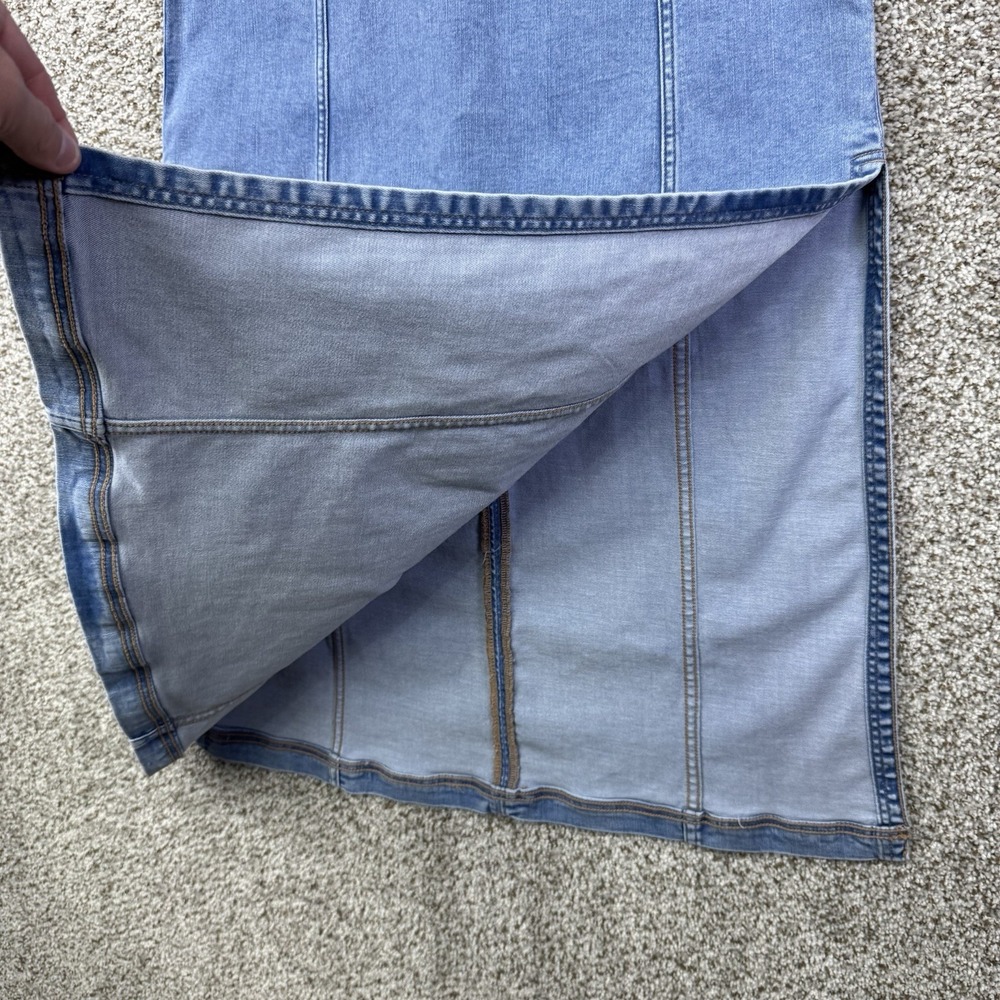 American Eagle Denim Dress Women's 6 Blue Maxi Scoop Neck Sleeveless Side Slit - Picture 6 of 16